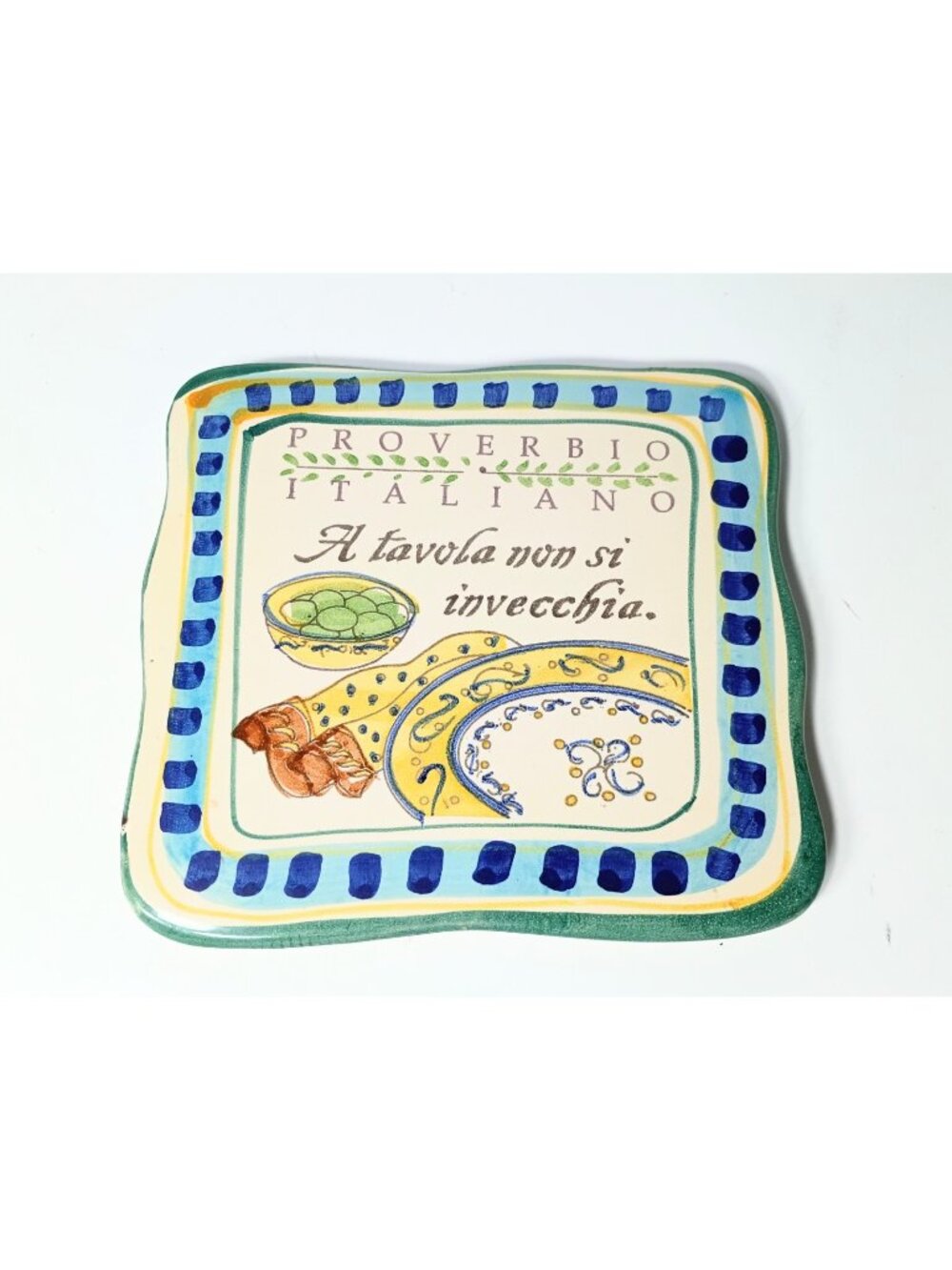 Cortopassi Family Italian Proverb Art Pottery Tile Trivet Wall Hanging 2007